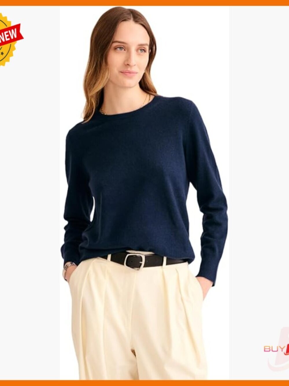 Medium Cashmere Crewneck Sweater, Timeless Fit, Ultra Soft